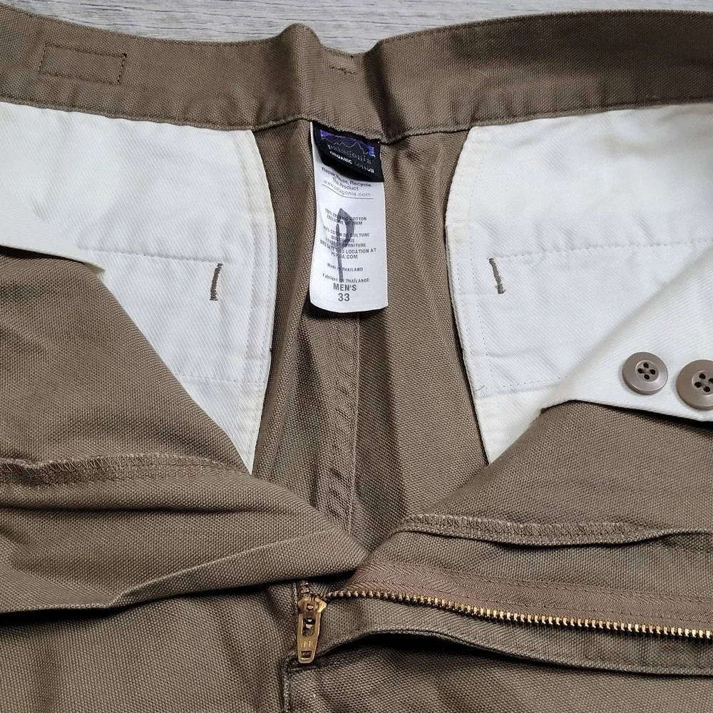 Patagonia Pants Mens 33x34 Khaki Organic Cotton Chino Straight Leg Preppy - Picture 7 of 16